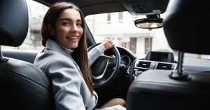 Woman driving a car